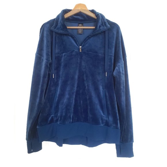 Champions Jewel Blue Velour Quarter Zip - Sz L - Cozy and beautiful - Picture 1 of 14